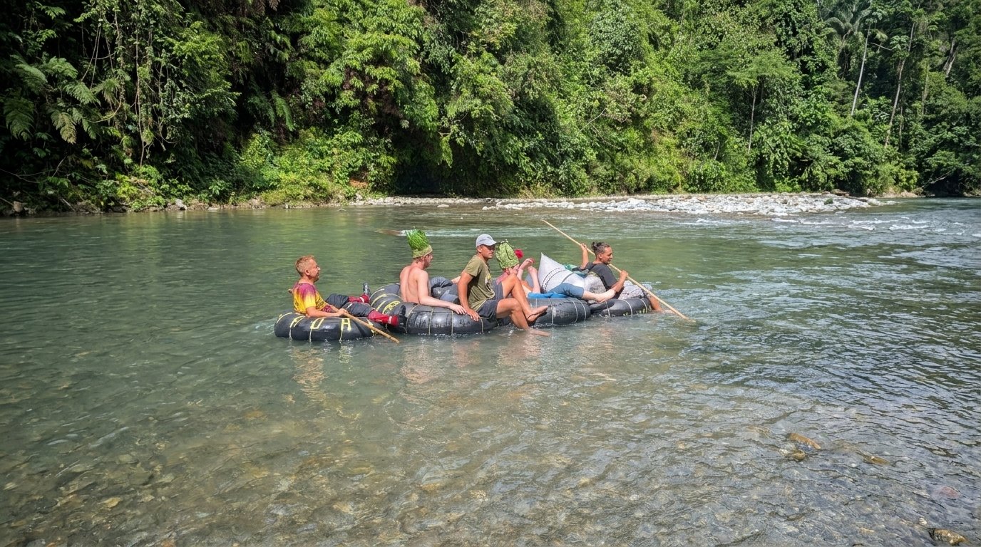 traditional river tubing down the Bohorok River.