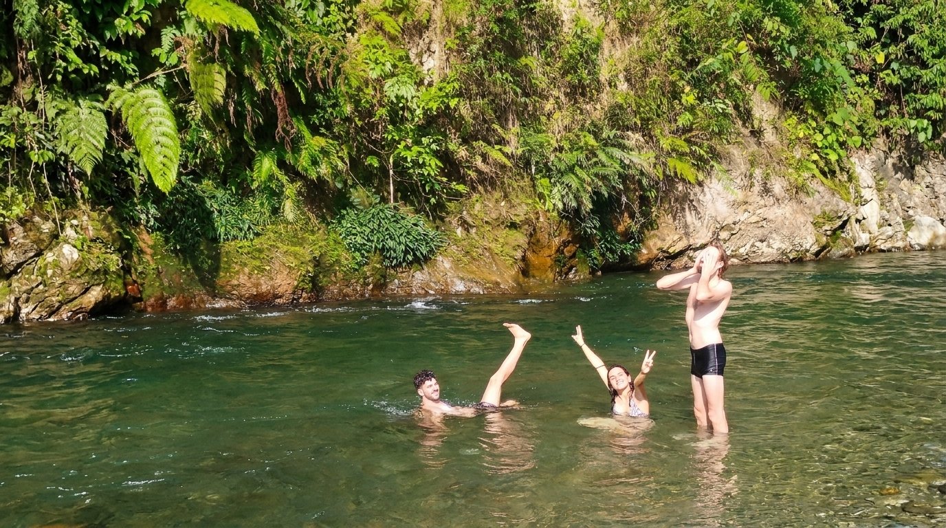 jungle trek in Gunung Leuser National Park to spot Sumatran orangutans and tropical flora.